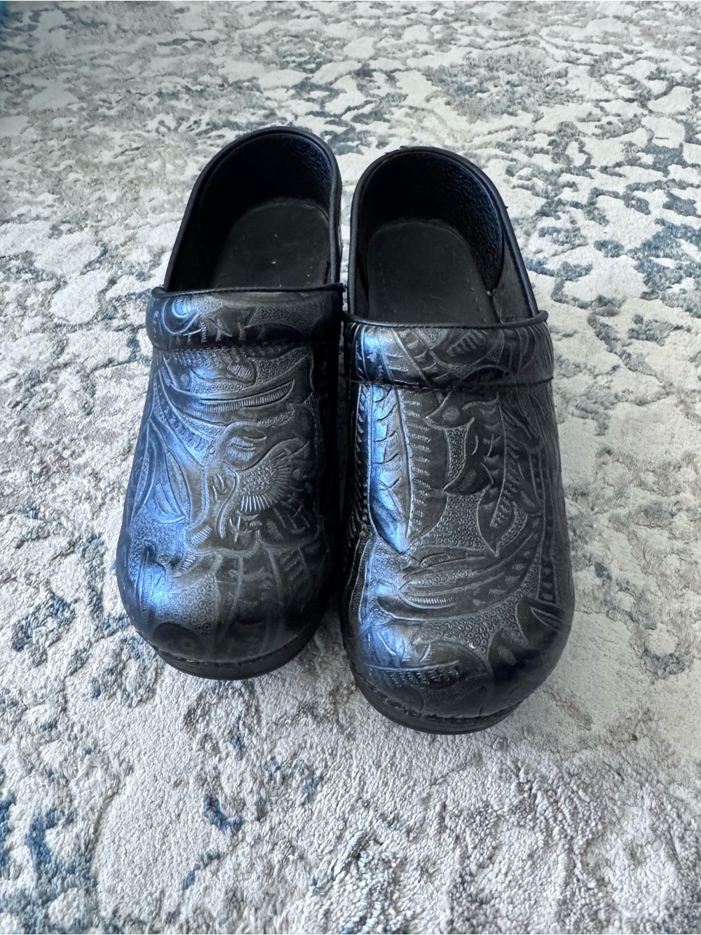 Dansko Black Embossed Leather Loafers